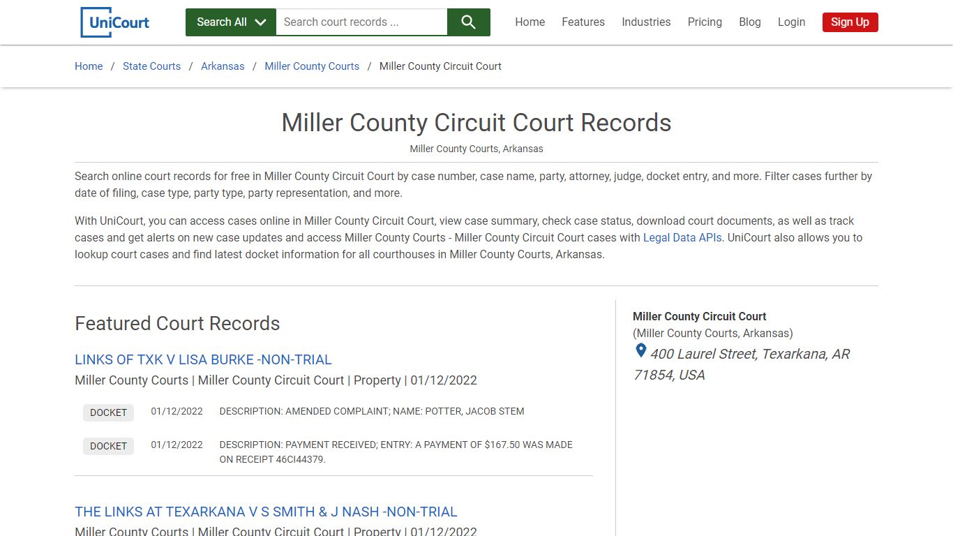 Miller County Circuit Court Records | Miller | UniCourt